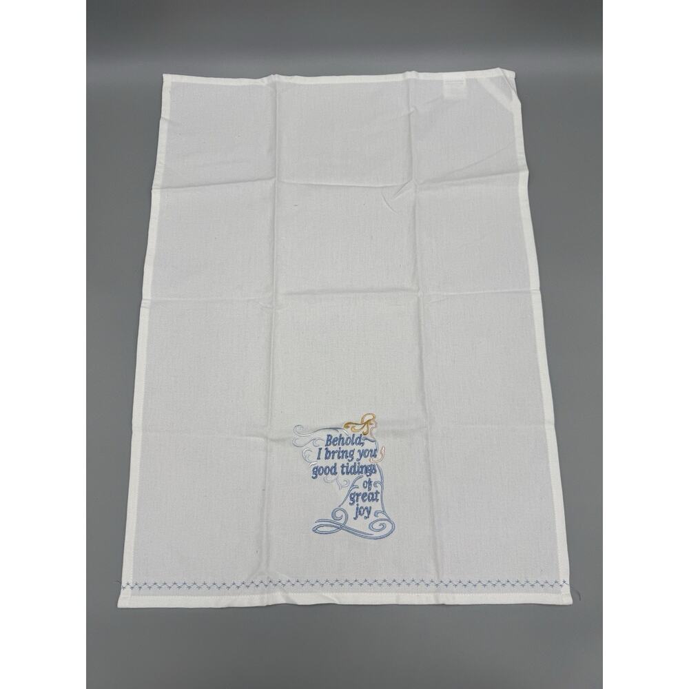 Dunroven Embroidered Behold I Bring You Good Tidings Of Great Joy Tea Towel